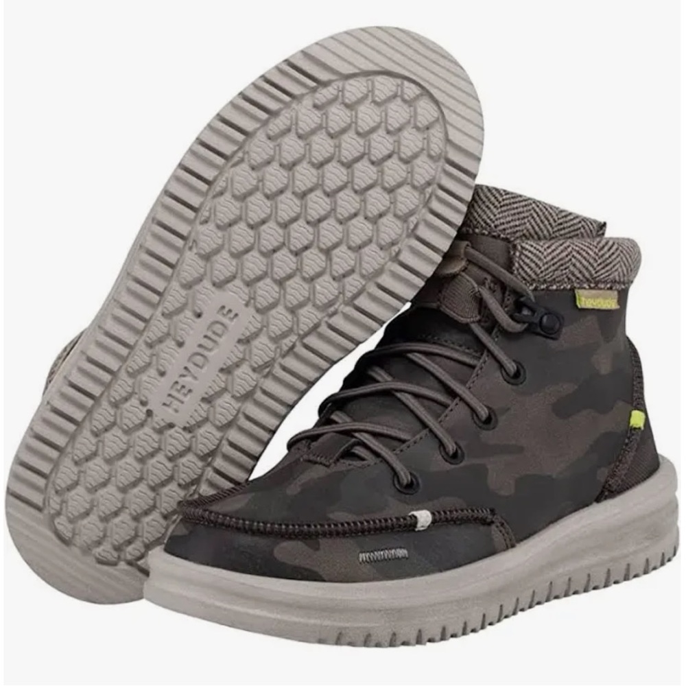 Size US Y3-L4 Hey Dude Boy's Bradley Youth Woodland Camo Boot